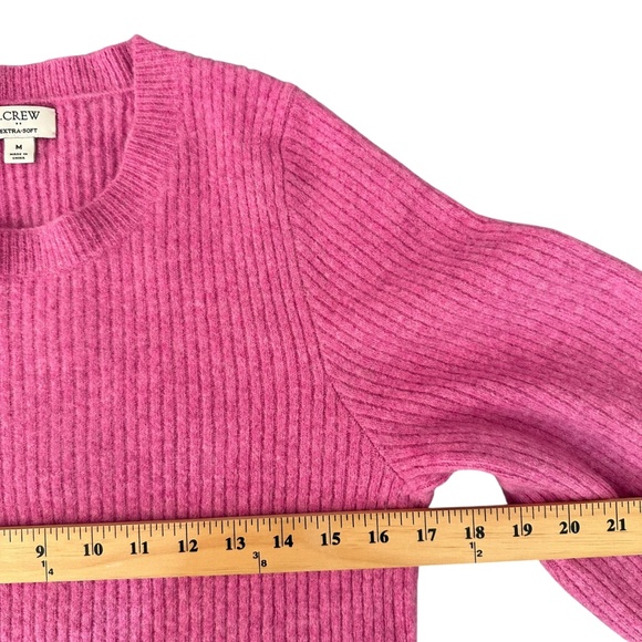 J. Crew Factory Pink Ribbed puff sleeve sweater in extra soft yarn Wool blend M - Picture 9 of 16